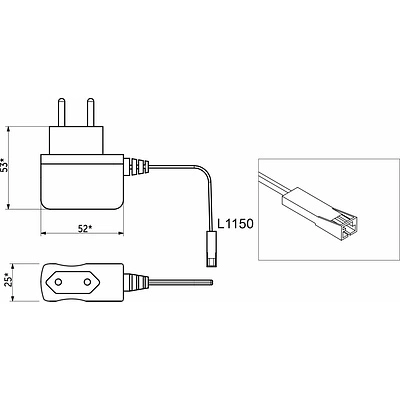 Блок питания Wall 6W/12V розеточный с миниконнектором, AKS - фото 2