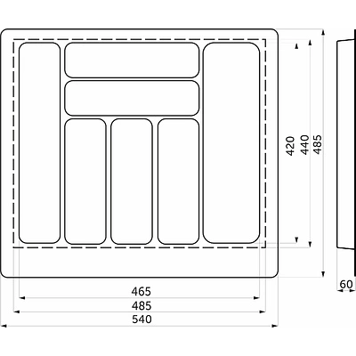 Лоток для столовых приборов 600 MARBLE 540*485, бело-золотой мрамор AKS - фото 2