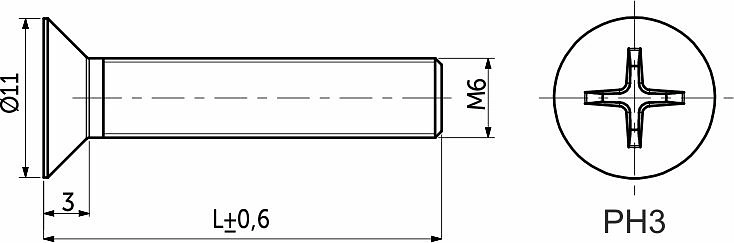 Винт потай М6*35, крестообразный шлиц DIN 965, полн. резьба (1000шт=6,81кг) - фото 2