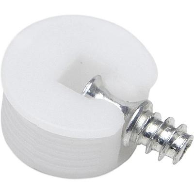 Полкодержатель d20 со штоком-евровинтом 6*10 белый (уп/4шт), AKS - фото 1