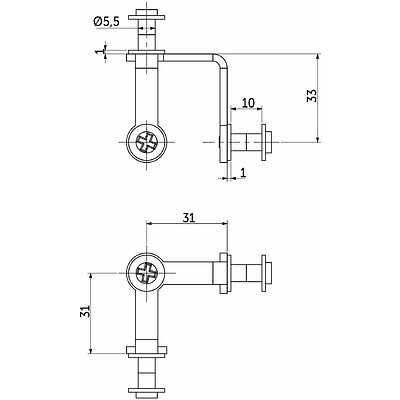 Крепление стеклянного куба мет. тройное AKS - фото 4