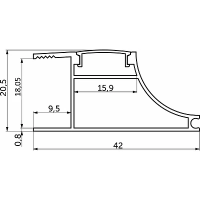 Профиль алюминиевый накладной/торцевой AVIOR, с экраном, цвет белый, 3м, AKS - фото 2
