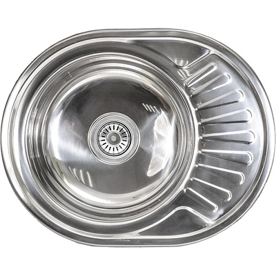 Мойка н/сталь, овальная одночашевая, 570*450мм, полированный хром, врезн на столешницу, AKS (0,8мм) - фото 1