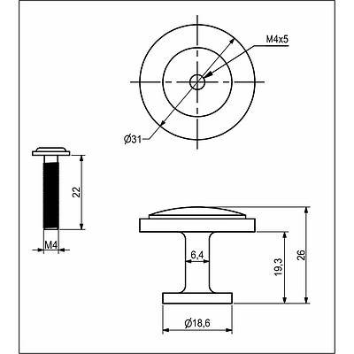 Ручка меб. кнопка мет. NEO черный матовый AKS - фото 2