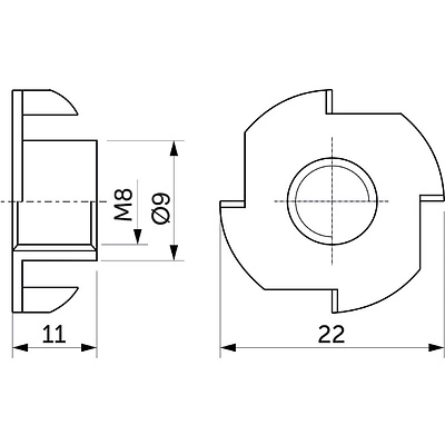 Гайка усовая (носковая) М8*11 белый цинк (уп/10шт) AKS - фото 2