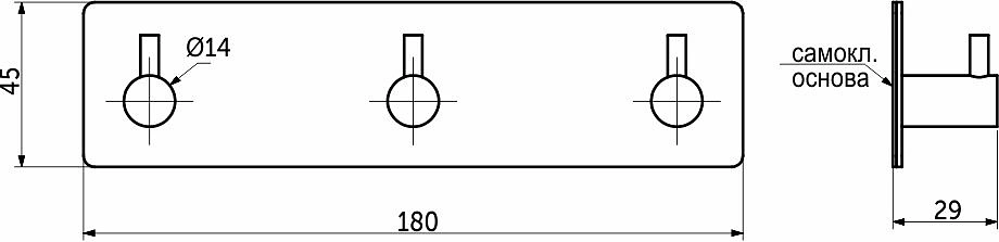 Вешалка меб. трехрожковая мет. PLAY черный AKS - фото 2
