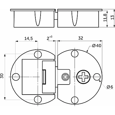 Петля секретерная металл/металл d35мм хром AKS разборная - фото 2