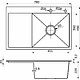 Мойка н/сталь, прямоугольная одночашевая, 780*490мм, графит, мойка справа, врезная на/вровень столешнице, AKS (3,2мм) - фото 3