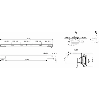 Механизм для раздвижных столов внутренний синхронный со стопором L-850 мм AKS - фото 2