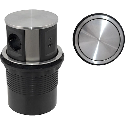 Выдвижной удлинитель Tor USB, 120 мм 3 розетки USB A + C, сталь, AKS - фото 1