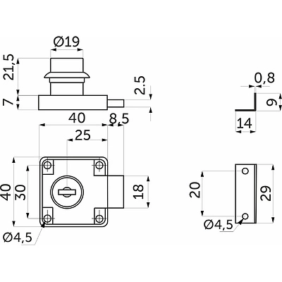 Замок для распашной двери механический 138, черный, AKS LIGHT - фото 2