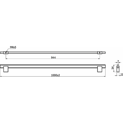 Ручка меб. скоба алюм. MOONLIGHT 944/1000 черный матовый+матовый хром, AKS - фото 2