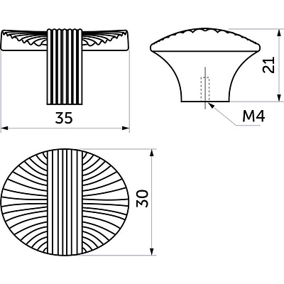 Ручка меб. кнопка мет. MAGIA матовая античная латунь AKS - фото 2