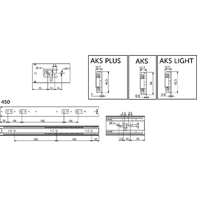 Направляющая шариковая L-450 h=45 AKS PLUS A - фото 2