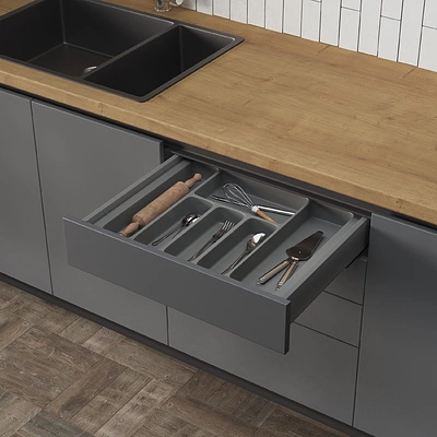 Лоток для столовых приборов 600 PIXEL 540*485, графит AKS - фото 5