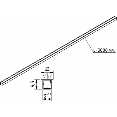 Светильник светодиодный, нарезной, 10*10мм, 8W/m, 12V, 4000K (нейтральный белый), 3м, черный, AKS - фото 2