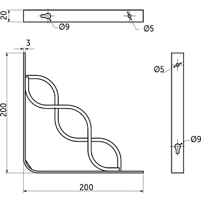 Полкодержатель мет. INFINITY 200*200*20*3, белый AKS - фото 2