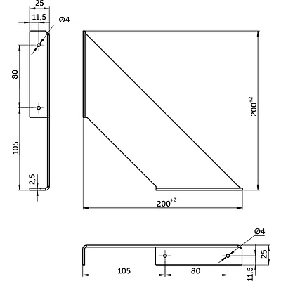 Полкодержатель мет. PLATE 200*200*2.3 черный (1 упак. = 2 шт.) AKS - фото 2