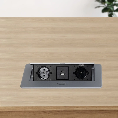 Выдвижной удлинитель Nova USB, 2 розетки, USB A + USB C, алюминий, AKS - фото 5