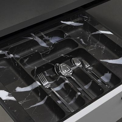 Лоток для столовых приборов 700 MARBLE 635*485, черно-серый мрамор AKS - фото 3