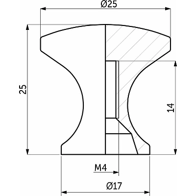 Ручка меб. кнопка мет. ONLY мат хром, AKS - фото 2