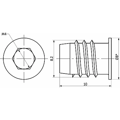 Гайка Rampa М4*8,2*10 с шестигран. углублением с буртиком (уп/8тыс.шт) РП - фото 2