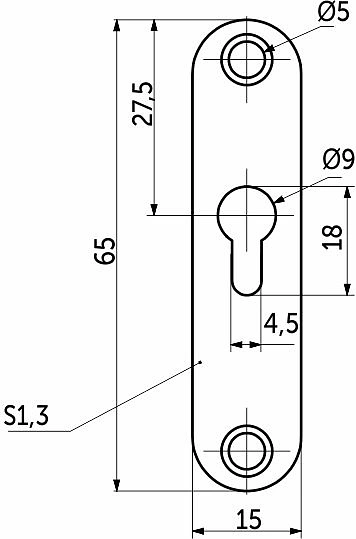Пластинка зацепная 65*15*1,3 белый цинк (большое отверстие по центру) РФ - фото 2