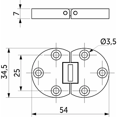 Петля секретерная металл/металл d35мм никель AKS плоская - фото 2