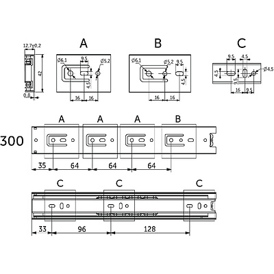 Направляющая шариковая L-300 h=42 GRIDLI A - фото 2