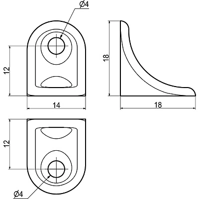 Уголок полкодержатель 18х18х14 никель (1 упак. = 10 шт.) AKS - фото 2