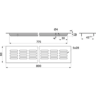 Решетка вентиляционная 800х60мм белая алюминий AKS - фото 2