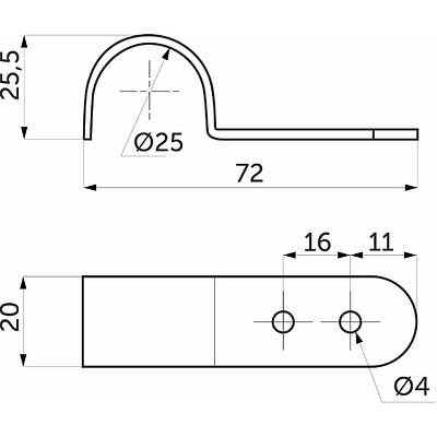 Крепление панели к трубе d25, (520) горизонтальное, хром AKS - фото 2