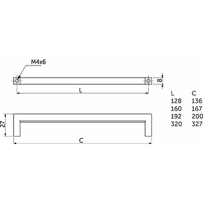 Ручка меб. скоба мет. SKYLINE 192 черный матовый, AKS тип 2 - фото 2