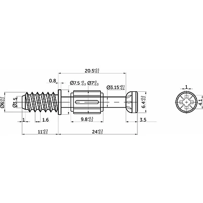 Шток эксцентрика 7*24/6*11 с пластиковой зеленой муфтой (уп/10шт) AKS - фото 2