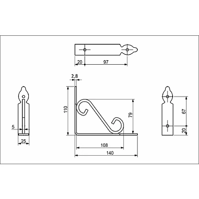 Полкодержатель мет. MELODY 145*110, белый AKS - фото 2