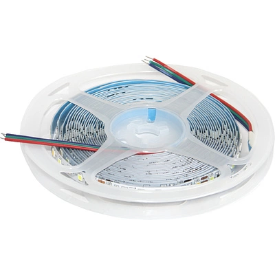 Лента светодиодная двухцветная (CCT) - 9,6W/m, 12V, 8мм, 2835, 120 д/м, IP20, тепл-холод белый, 5м, AKS - фото 1