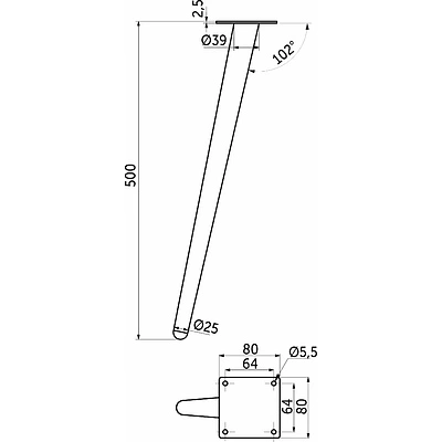 Опора меб. конусная h500 наклонная, структура дерево AKS - фото 2