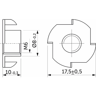 Гайка усовая (носковая) М6*10 белый цинк (уп/10 шт) AKS - фото 2