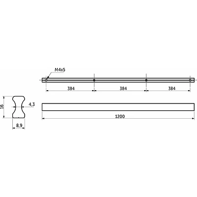 Ручка меб. скоба алюм. SERENE 1152/1200 черный матовый, AKS - фото 2