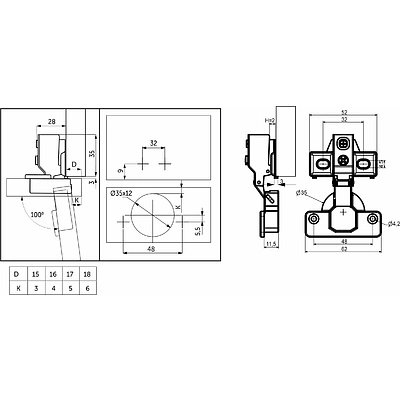 Петля накладная с доводчиком 48мм h2 несъемная планка AKS короткое плечо - фото 2