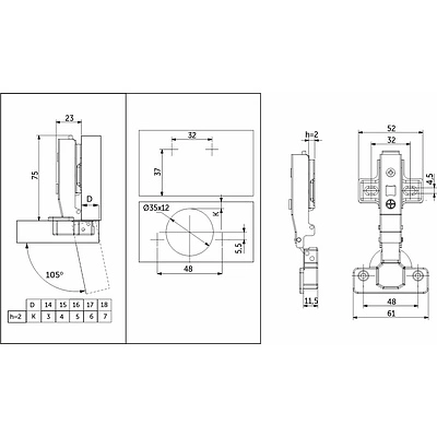 Петля накладная с доводчиком 48мм h2 clip-on PRIME by AKS (саморезы, заглушки) (упак. = 2 шт.) - фото 2