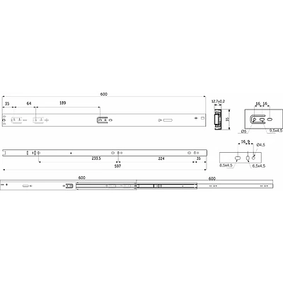 Направляющая шариковая L-600 h=35 AKS PLUS SOFT CLOSE A - фото 2