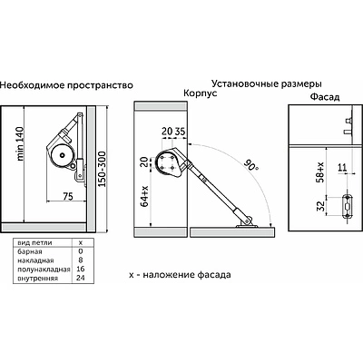 Подъемный механизм барный нижний AKS SMART LIFT серый мини - фото 2