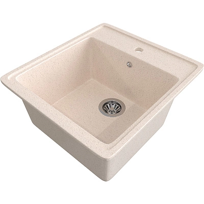 Мойка каменная, прямоугольная одночашевая, GS-10, 460*505мм, беж, врезная, Gamma Stone - фото 1