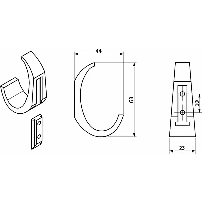 Крючок меб. однорожковый мет. MYHITO брашированное золото AKS - фото 2