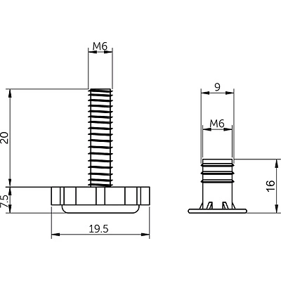 Регулятор уровня+муфта М6 черный (1 упак. = 100 компл.) AKS - фото 2