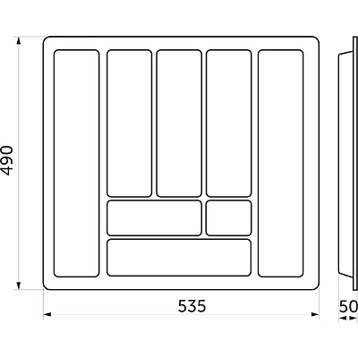 Лоток для столовых приборов 600 COMFORT (535*490), графит РП (толщина 2мм) - фото 2