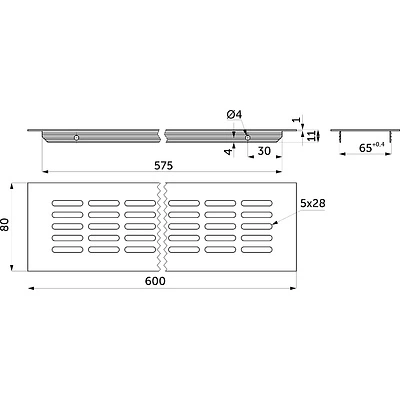 Решетка вентиляционная 600х80мм серебро алюминий AKS - фото 2