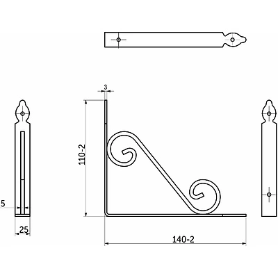 Полкодержатель мет. MELODY 145*110, белый AKS - фото 3