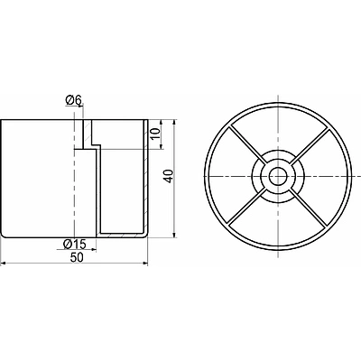 Опора меб. пласт. d50 h40 чёрный РП - фото 2